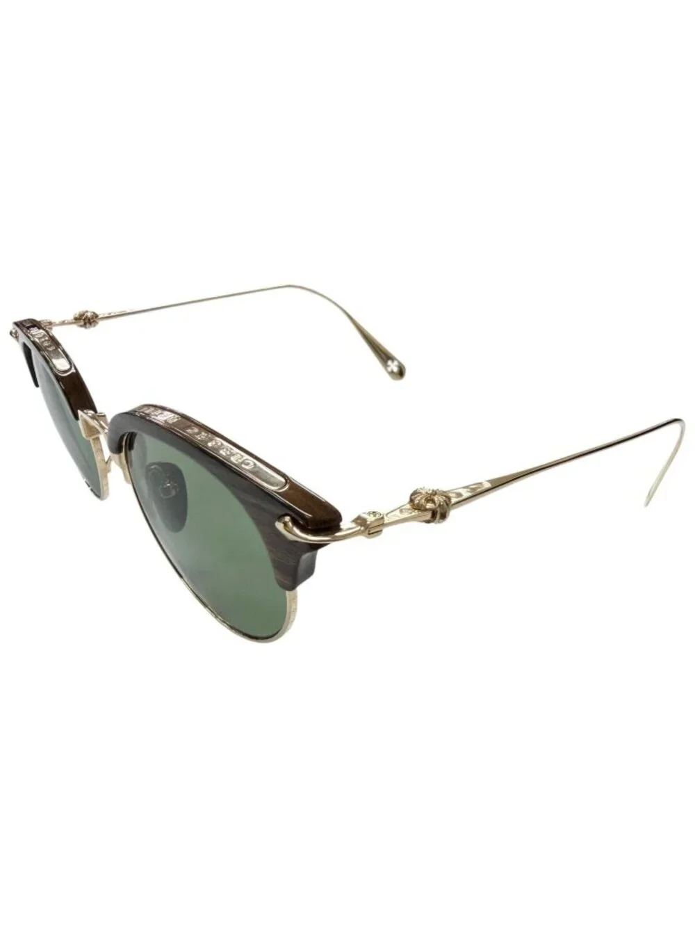 Chrome Hearts Sluntradiction II Wood Half Rim Samtonbro Sunglasses Gold 48